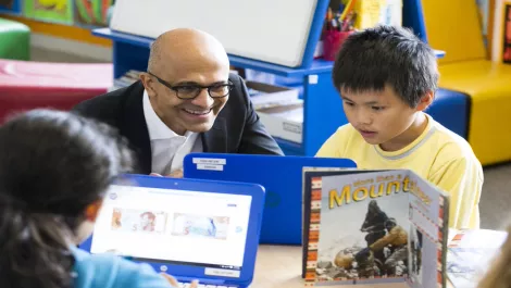 Satya Nadella visits Kiwi school, sees Microsoft computer science grant in action